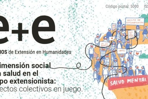 Tapa del Dossier “La dimensión social de la salud en el campo extensionista: proyectos colectivos en juego” de la Revista E+E (FFyH, UNC)